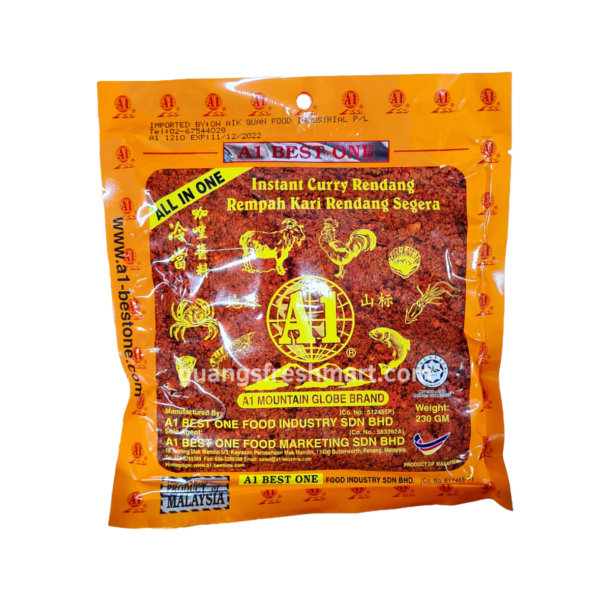 Instant Rendang Paste A1 Best One Instant Curry Rendang Paste (230g) – Guang's Fresh Mart