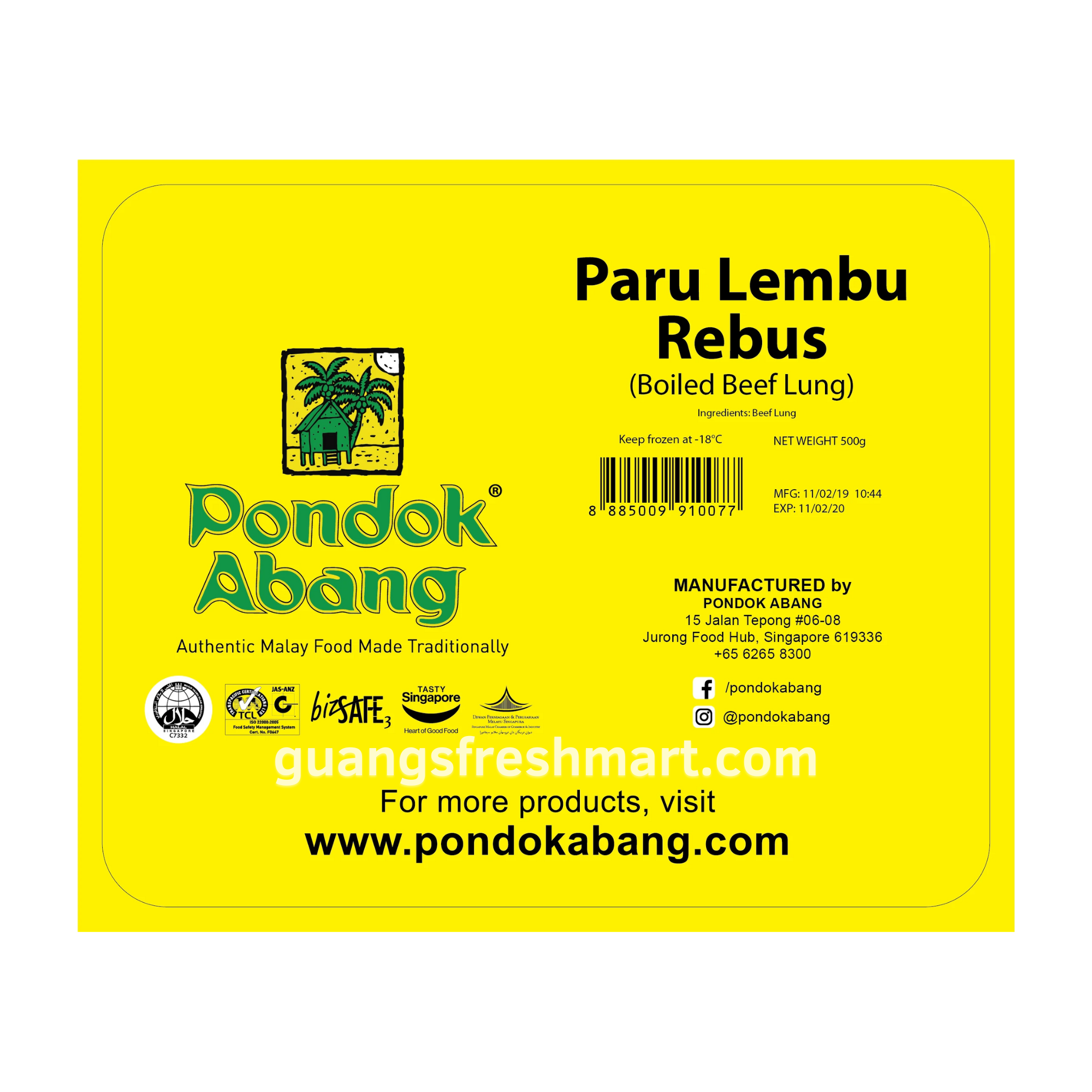 Pondok Abang Paru Lembu Rebus (500g)